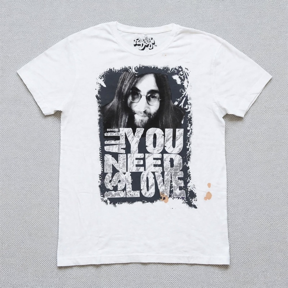 Radio Days John Lennon T Shirt L White All You Need Is Love Graphic Tee Beatles